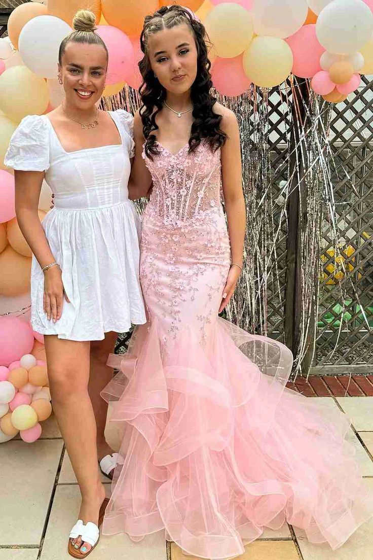 Vintage Pink Applique Strapless Sequin Evening Gown Mermaid Sweetheart Party Dress Long Formal Dress TP4972