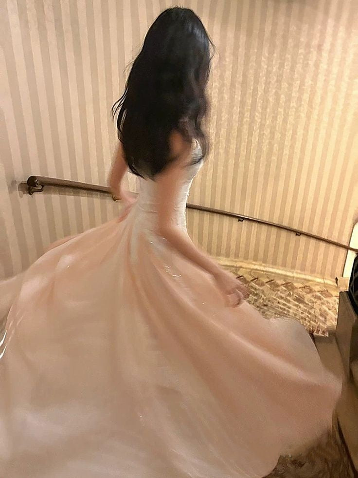 Vintage Lace A-Line Formal Prom Dress Sheer Chiffon Evening Gown TP5805