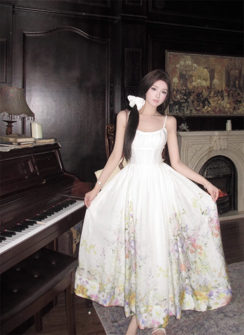 New Floral Design Simple Elegant Casual Spaghetti Strap Dress TP2961