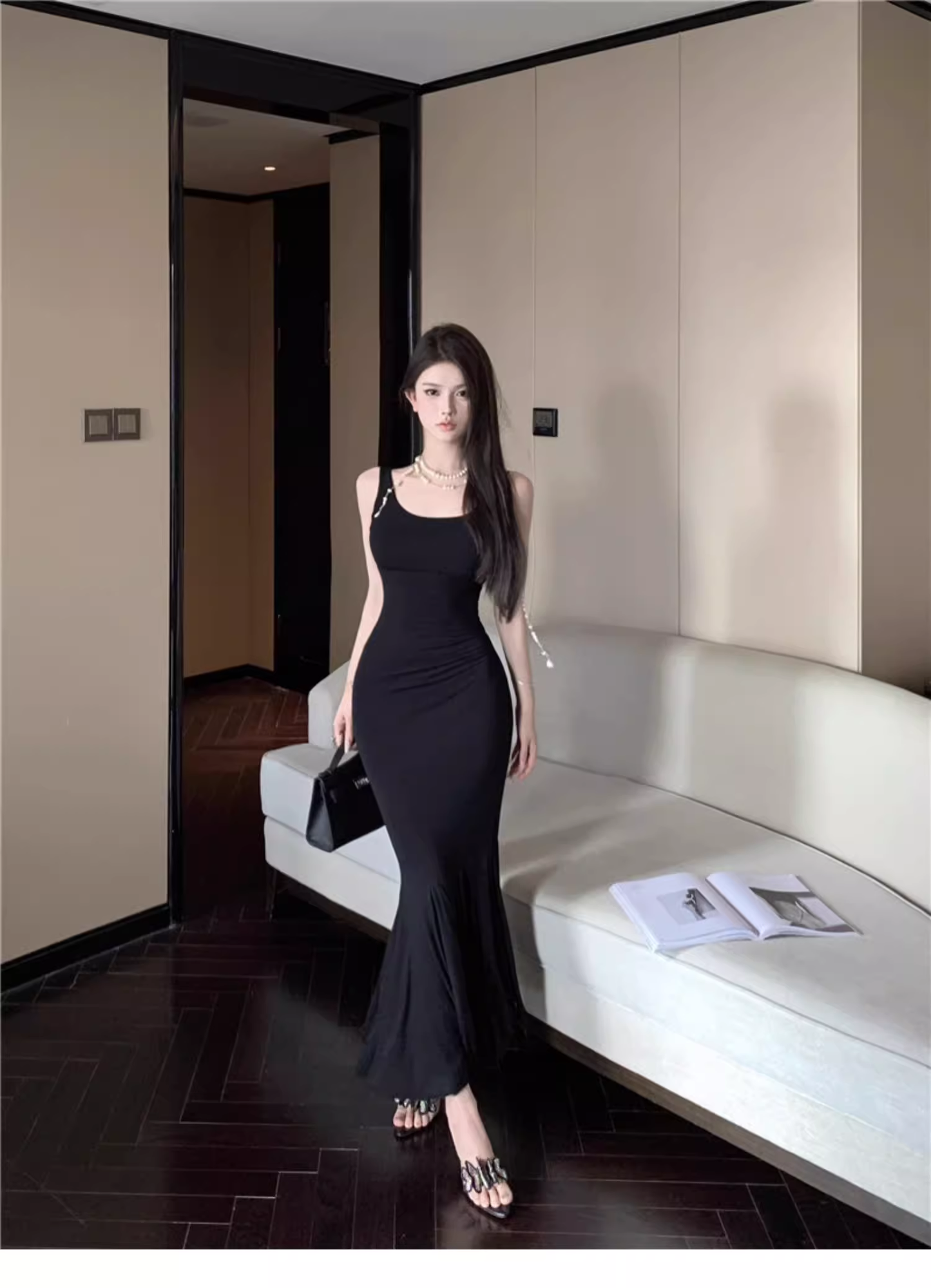 New Back Butterfly Cutout Design Slim Mermaid Spaghetti Strap Dress TP2992