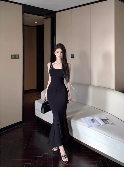 New Back Butterfly Cutout Design Slim Mermaid Spaghetti Strap Dress TP2992