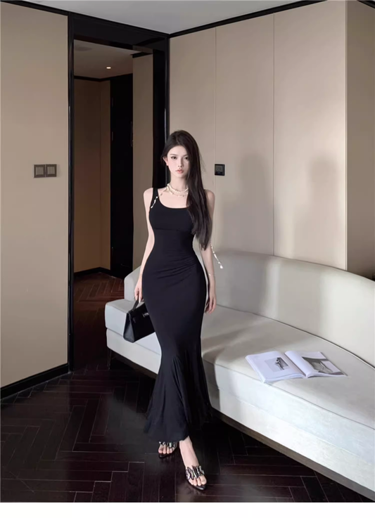 New Back Butterfly Cutout Design Slim Mermaid Spaghetti Strap Dress TP2992