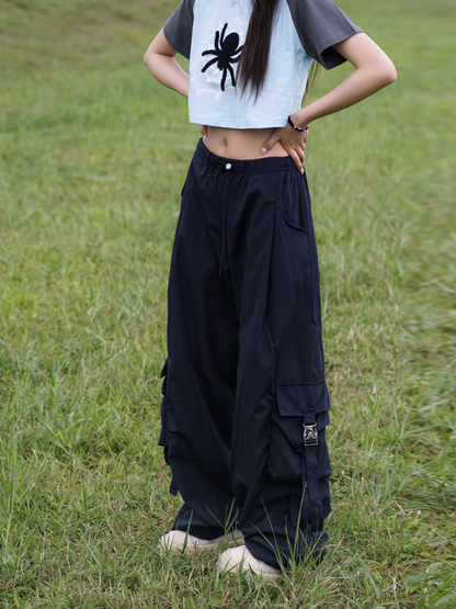 New Fashion Loose-fitting Multi-pocket Design Street-style Long Casual Pants TP3225