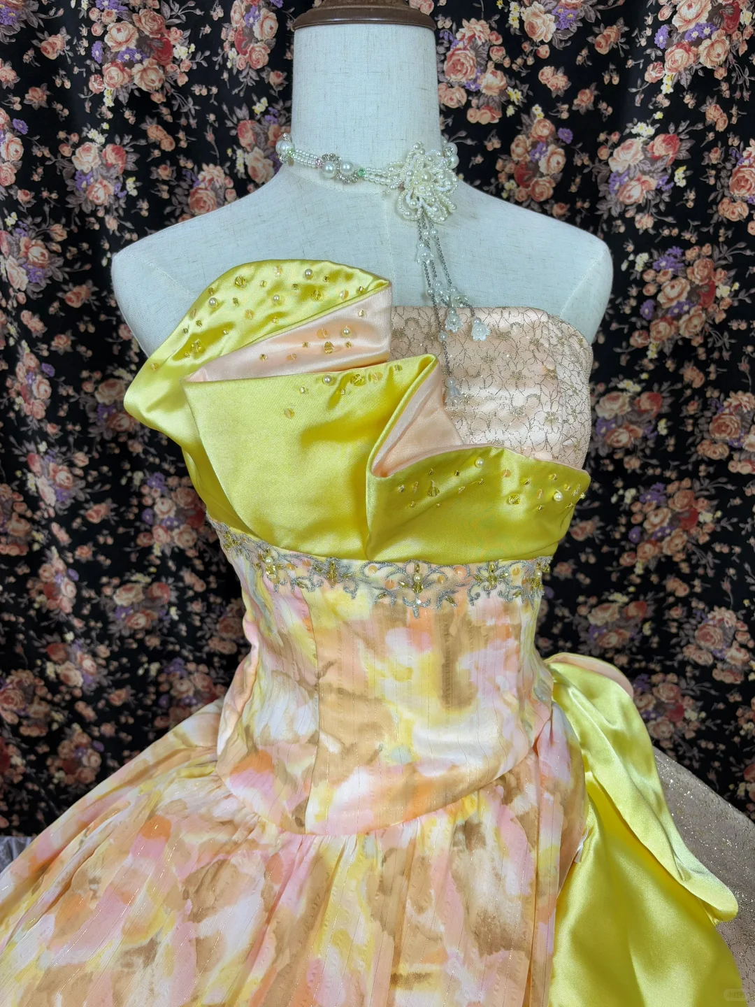 Gorgeous Floral Sweet 16 Quinceanera Strapless A-Line Floor-length Prom Dress Birthday Dress Evening Dress Ball Gown TP4383