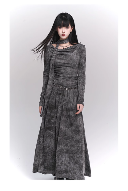 New Simple Fashion Gray Design Long-sleeved Dress TP2949