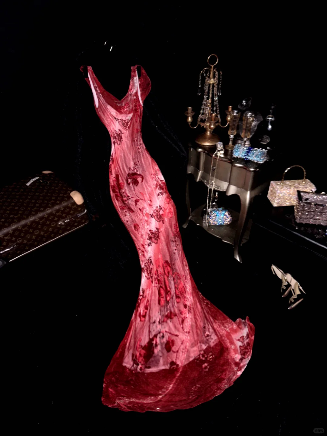 Glamorous Vibrant Fuchsia Deep V-Neck Floral Embroidery Mermaid Evening Gown TP5367