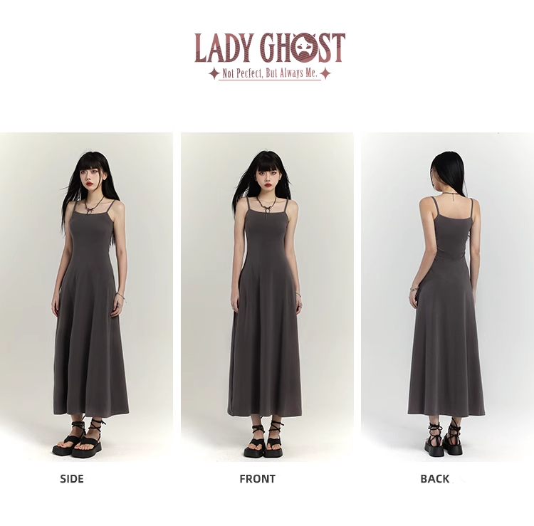 Simple Design Sense Fashion Solid Color Spaghetti Strap Dress TP2927