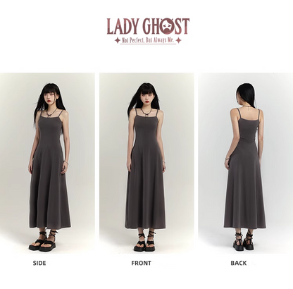 Simple Design Sense Fashion Solid Color Spaghetti Strap Dress TP2927