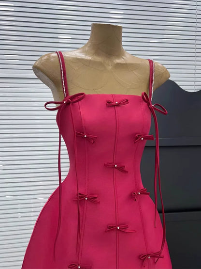 New Fashion Bow Design A-line Spaghetti Strap Party Dresses Homecoming Dresses, TP3809