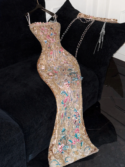 Gorgeous Shiny Beaded Exquisite Embroidery Mermaid Long Evening Dress Prom Dresses TP4185
