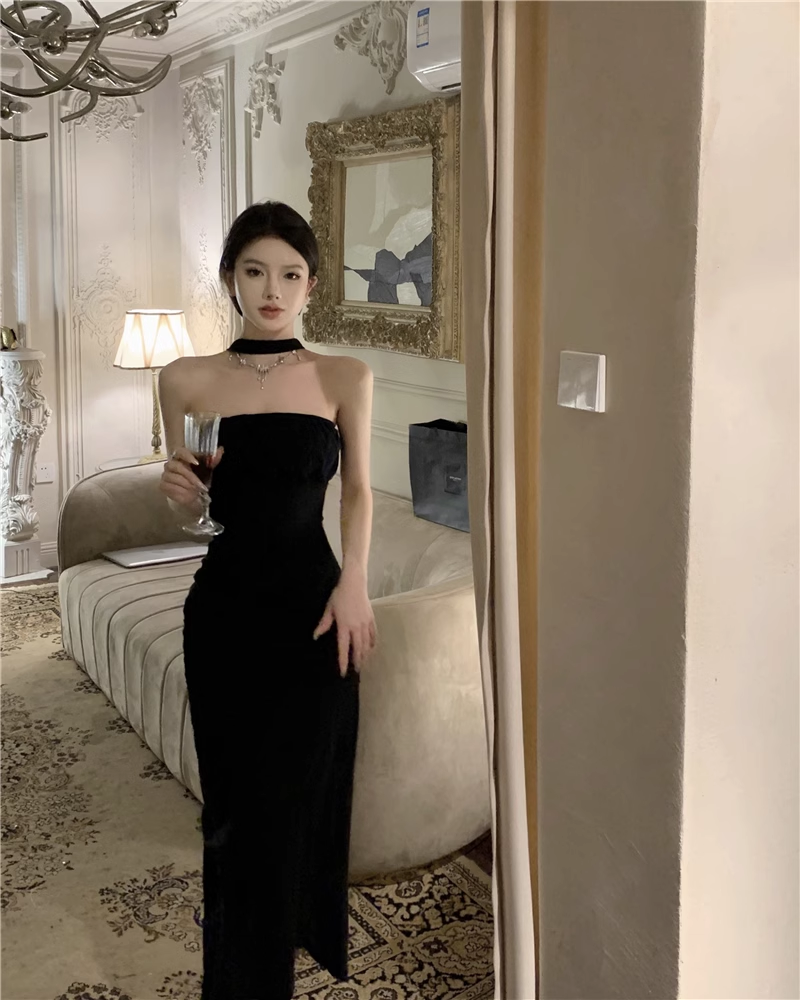 New Fashion Dress Back Bow Design Slim Halter Dress TP2996