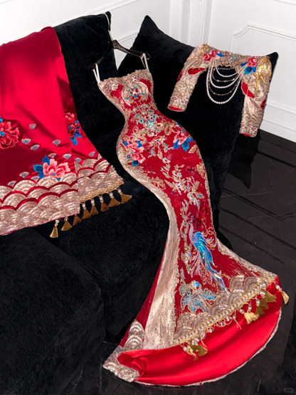 Sparkling Beaded Sequin Mermaid Design Exquisite Embroidery Gorgeous Evening Dress Prom Dresses TP4164