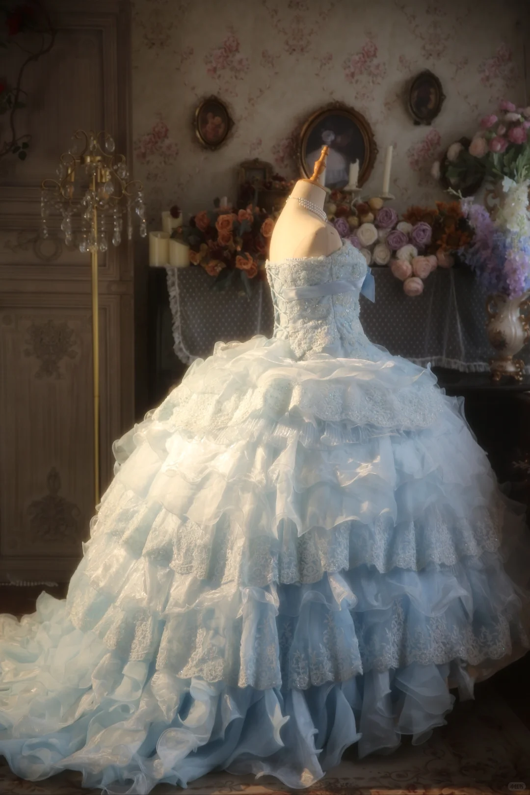 Gorgeous Light Blue Strapless Ruffled Lace Sequin Sweet 15 Quinceanera Ball Gown TP5517