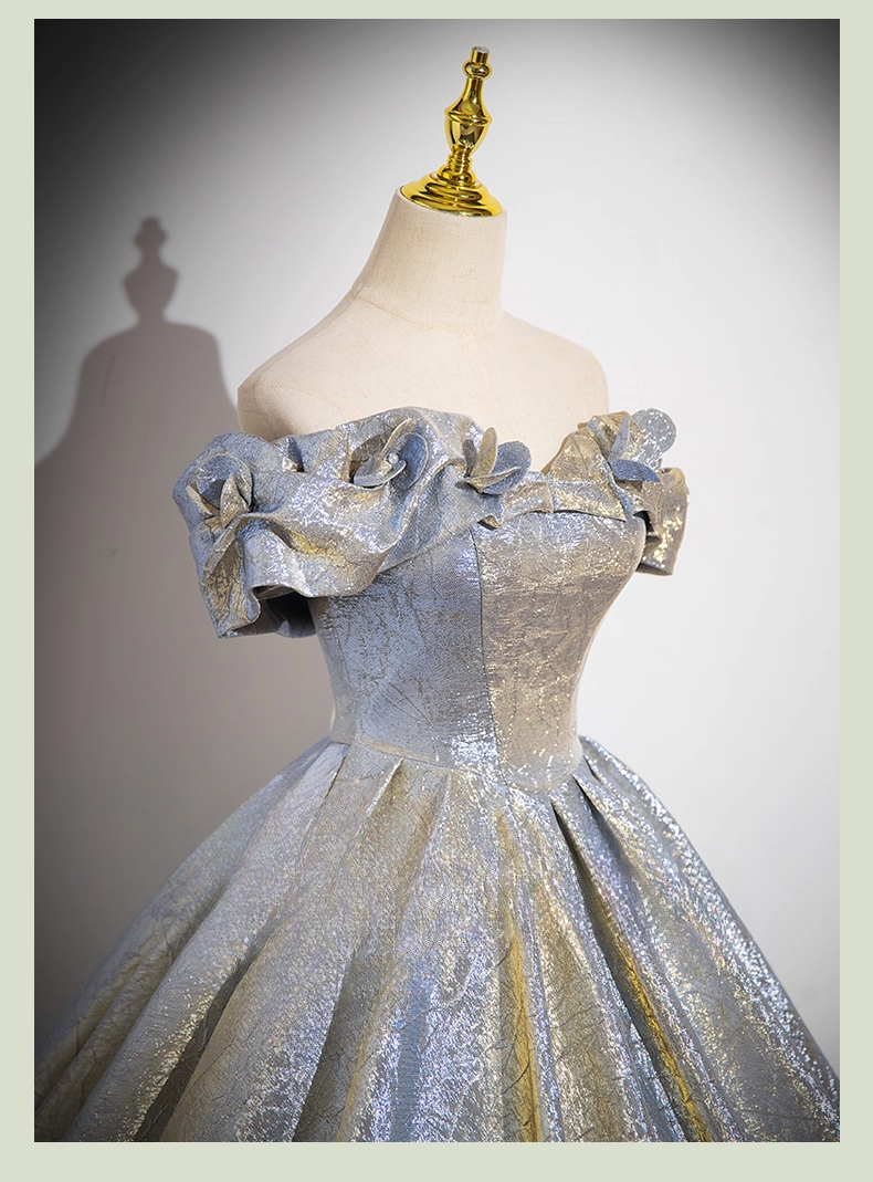 Elegant Glittering Satin Sweet 16 A-Line Off-the-shoulder Tulle Quinceanera Ball Gown TP5203