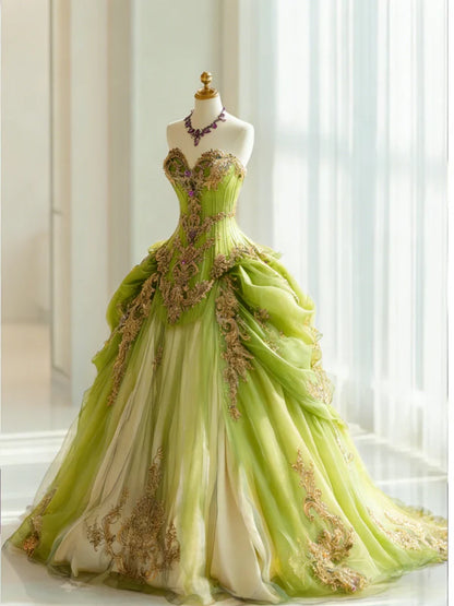 Glamorous Royal Purple Gold Applique Embroidery Sweet 16 Quinceanera Ball Gown TP5697