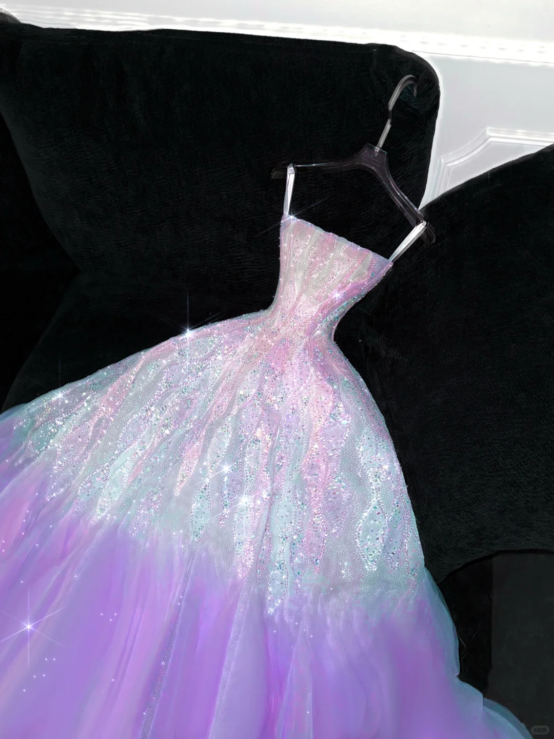 Gorgeous Purple Shiny Sequin Princess Dress Elegant A-Line Floor-length Evening Dress Prom Dresses TP4191