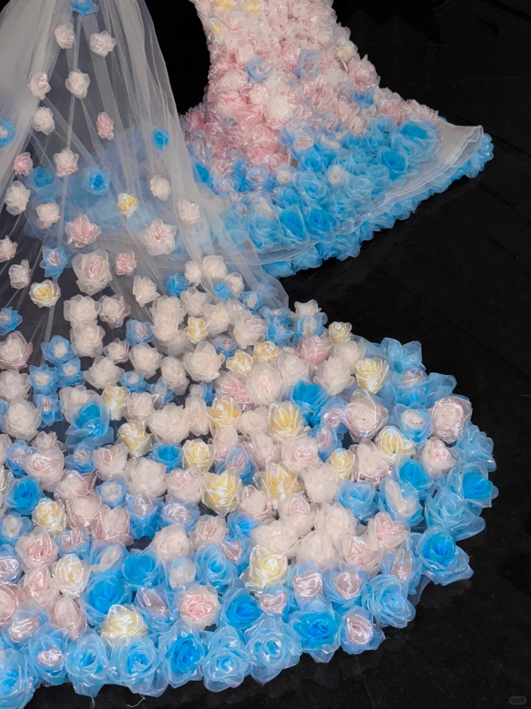 Gorgeous Sparkling Beaded Sequin Mermaid 3D Flowers Design Tulle Evening Dress Prom Dresses TP4159