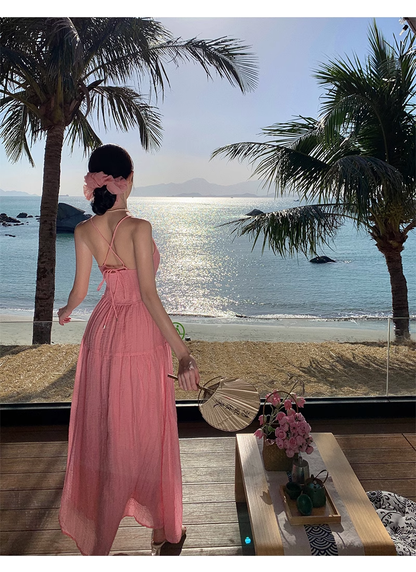 New Elegant Women Sexy Backless Beach Spaghetti Strap Dress TP2968