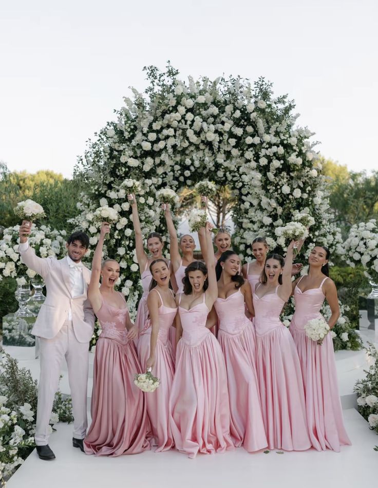 Beautiful Pink Spaghetti Strap Sweetheart A-Line Satin Party Dress Bridesmaid Dress TP4291