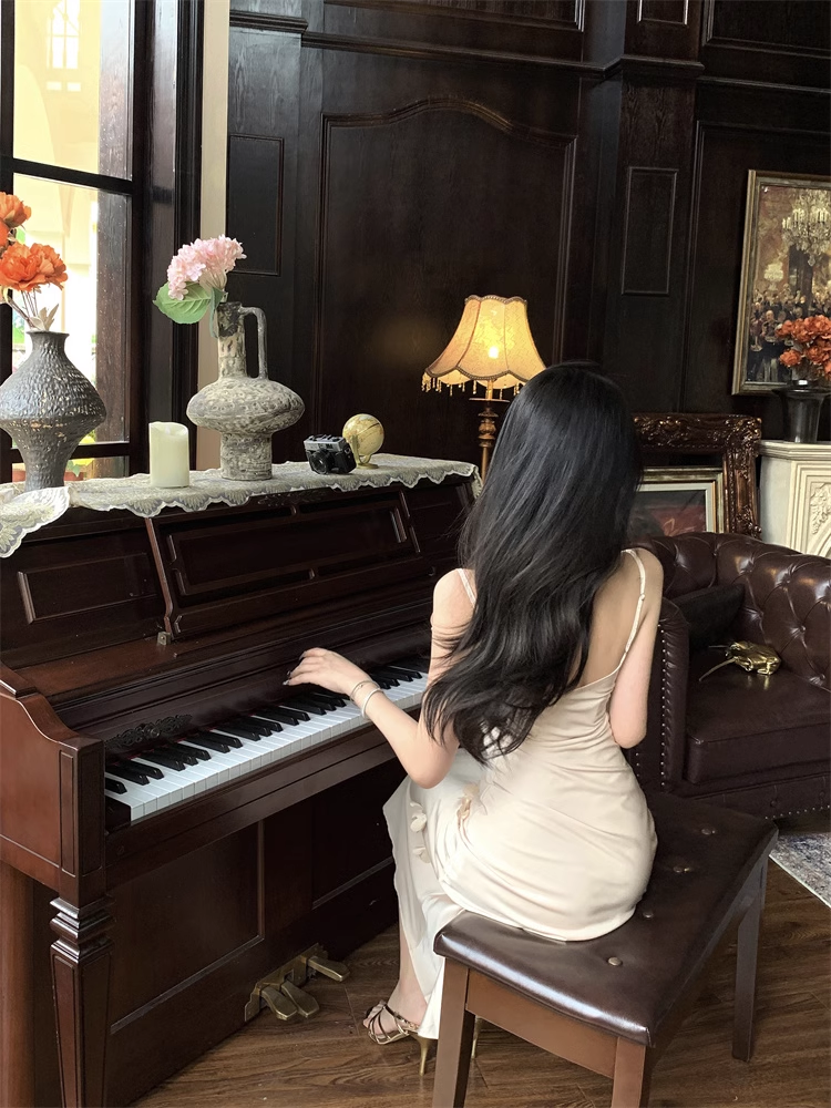 New Elegant Three-dimensional Floral Decoration Slim Mermaid Spaghetti Strap Dress TP2969