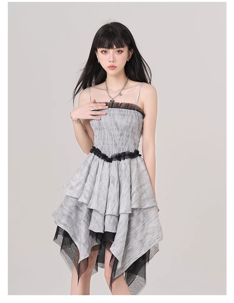 Simple Design Sense Fashion Solid Color Spaghetti Strap Dress TP2928