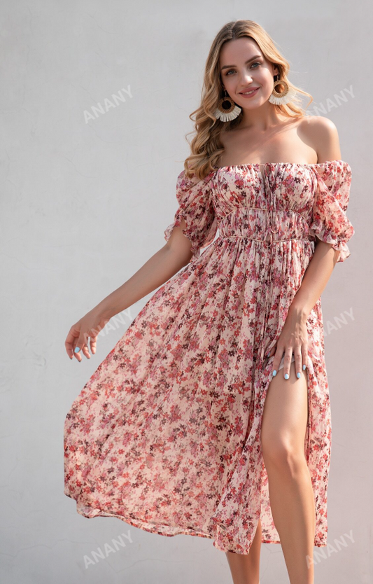 Retro Design Chic Spaghetti  Strap Floral Dress TP2859