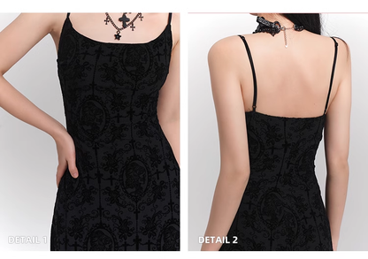 New Vintage High Quality Black Spaghetti Strap Dress TP2907