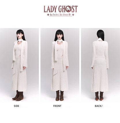New Fashion White Sweater Style Long-sleeved Dress TP2953