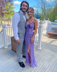 Purple Mermaid High Split Spaghetti Strap Bow Sequin Long Prom Dresses TP1731