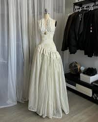 Vintage White Lace Sleeveless Halter Neck Wedding Dress Evening Gown TP1825