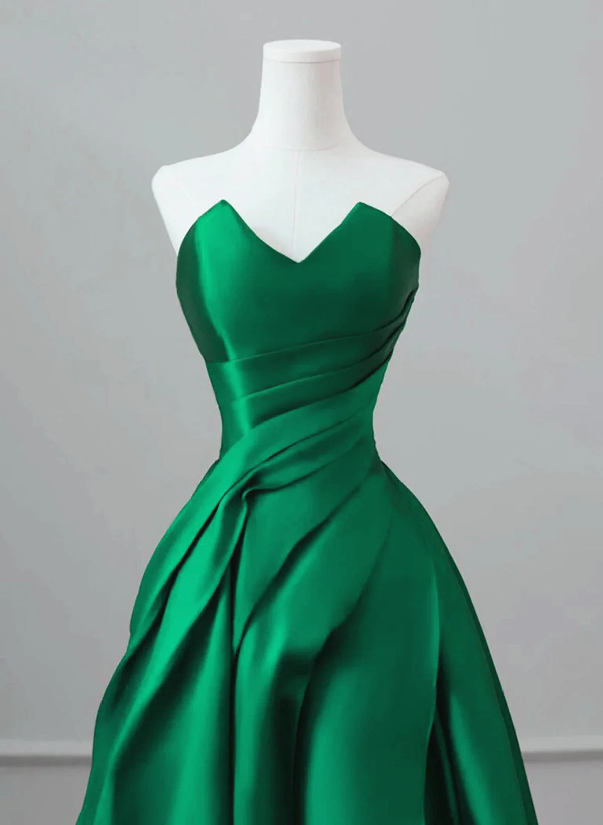 A-line Green Satin Lace-up Floor Length Party Dress, Green Satin Prom Dress TP1003