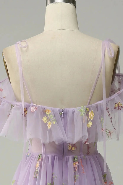 Light Purple V-neckline Straps Long Formal Dress, A-line Purple Prom Dress TP1031