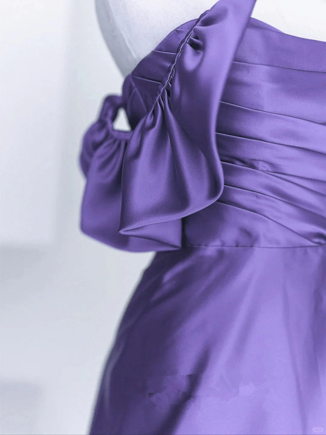 Beautiful Purple Satin Off Shoulder Formal Dress, Purple Satin Evening Dress Prom Dress TP1052