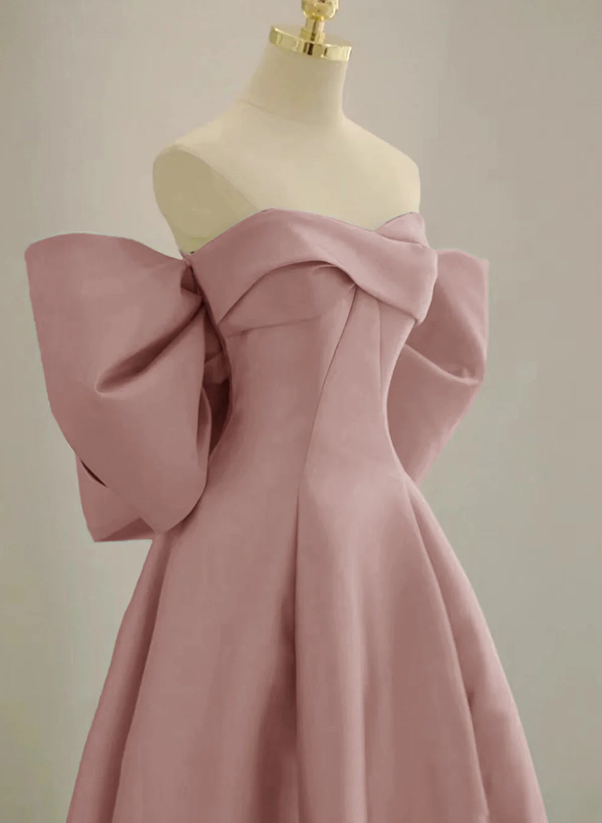 Pink Off Shoulder Satin Long Simple Party Dress, Pink Satin Evening Dress TP1059