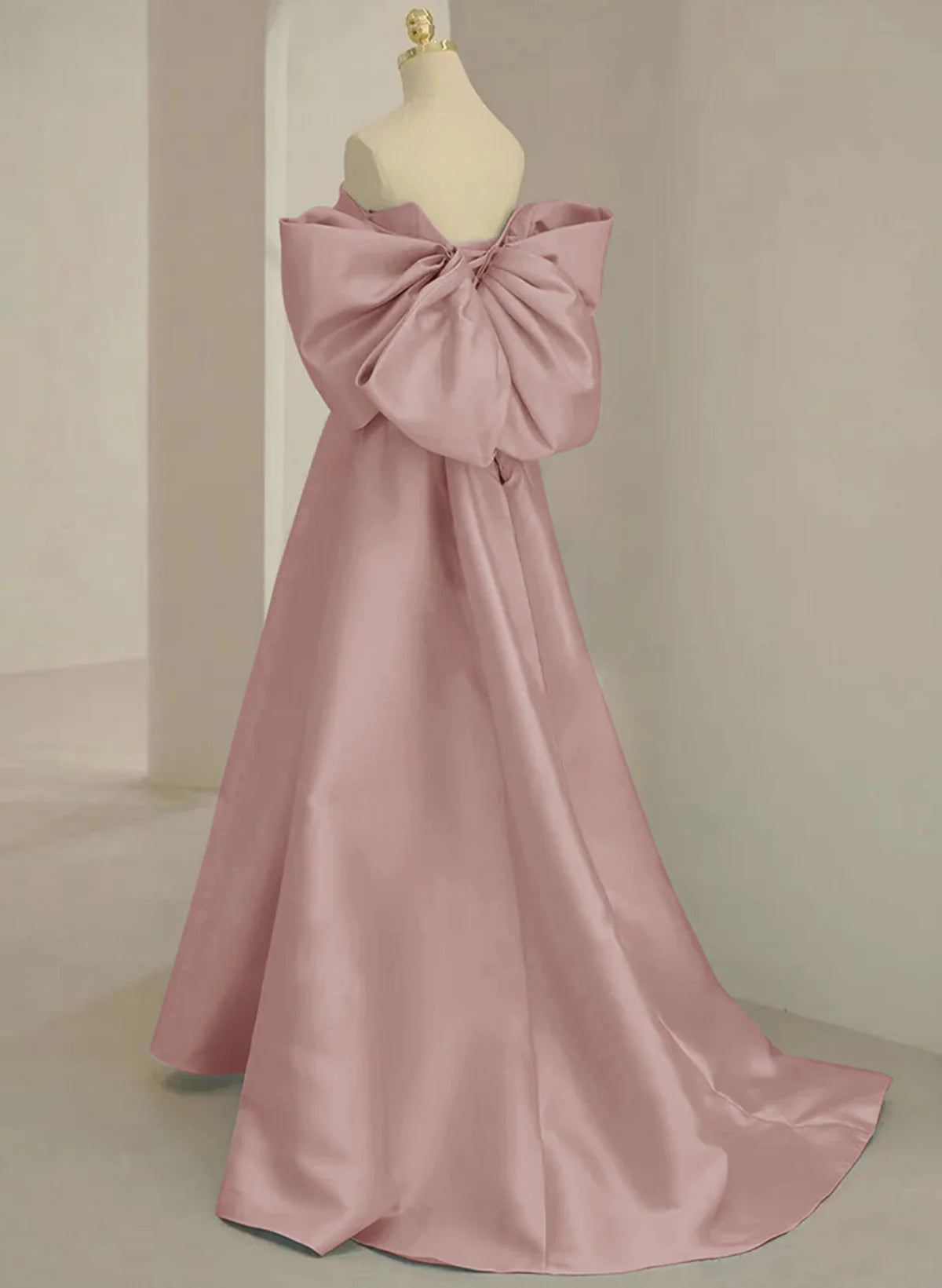 Pink Off Shoulder Satin Long Simple Party Dress, Pink Satin Evening Dress TP1059