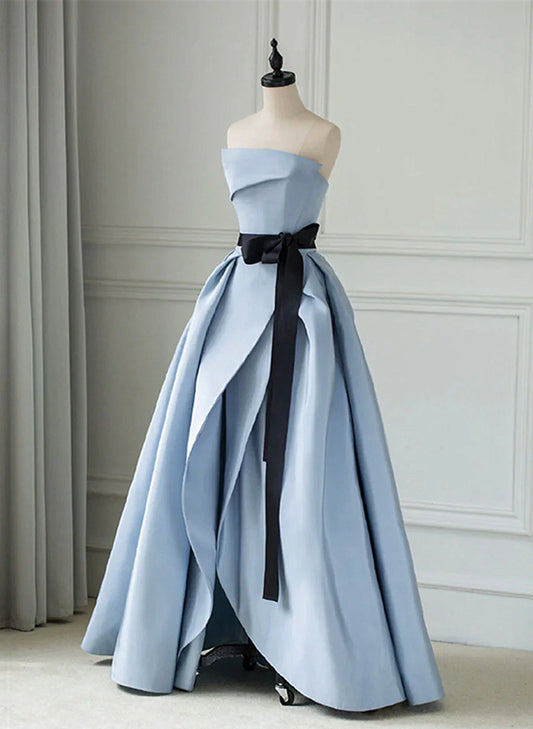 Blue Satin Long Party Dress Evening Dress, Blue Satin Prom Dress TP1066