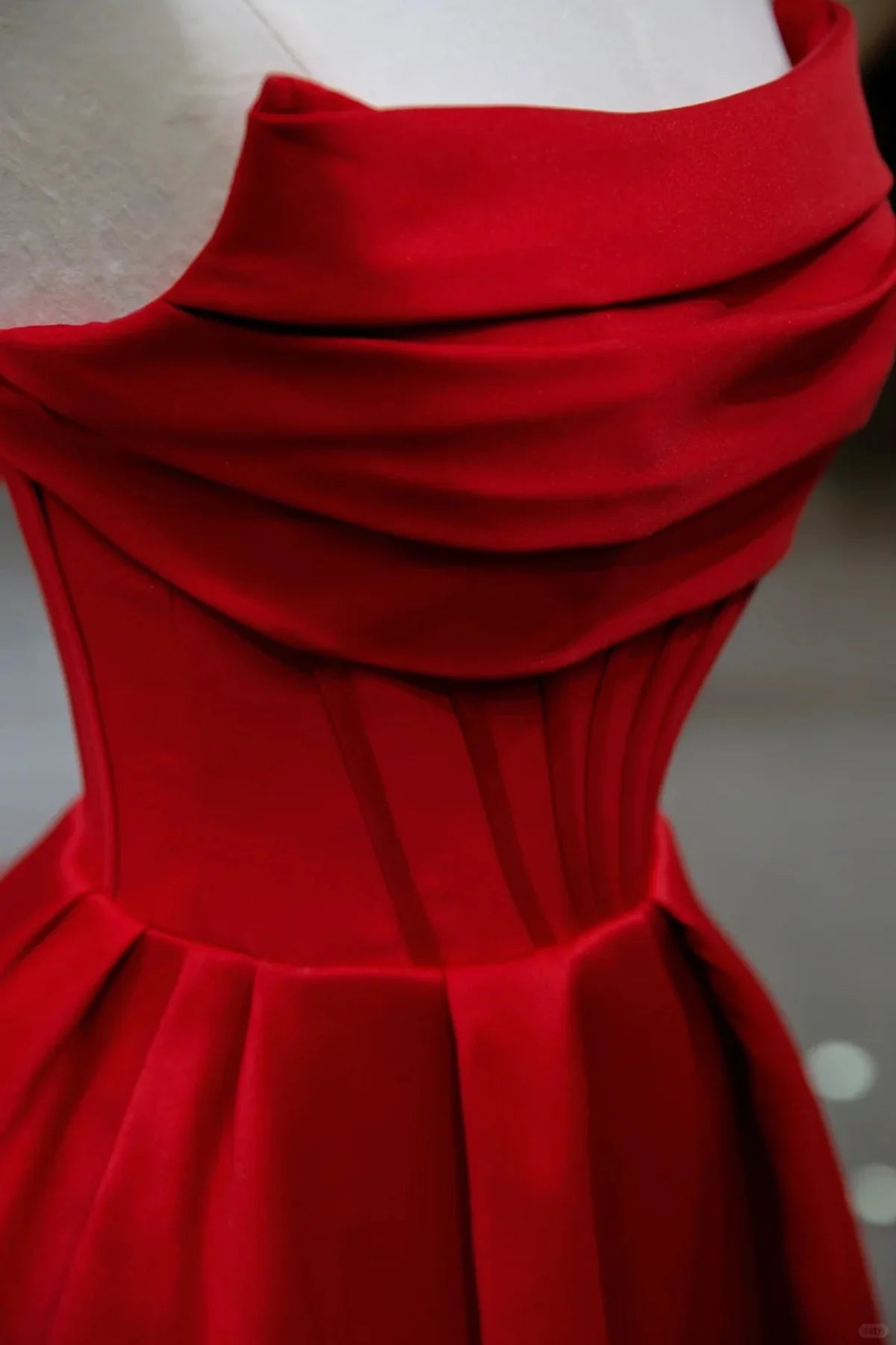 Red A-line Satin Scoop Long Prom Dress Party Dress, Red Satin Formal Dress TP1078