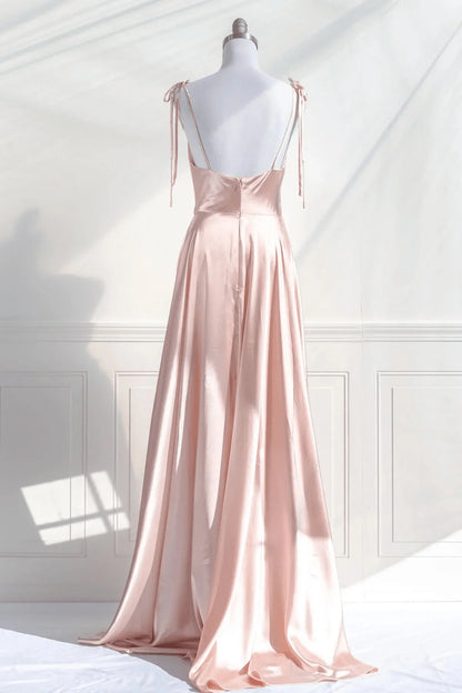 Cute A-Line Pink Satin Straps Sweetheart Prom Dress, Pink Satin Party Dress Evening Dress TP1080