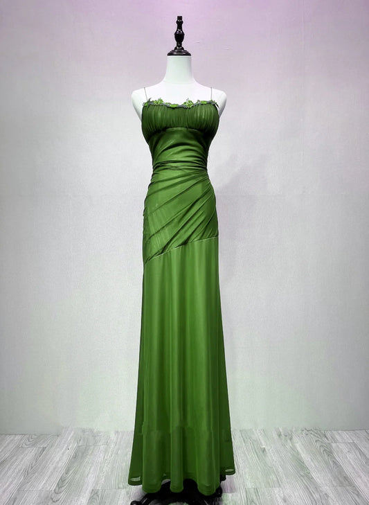 Green Spandex Straps Formal Dress, Green Evening Dress Prom Dress TP1086