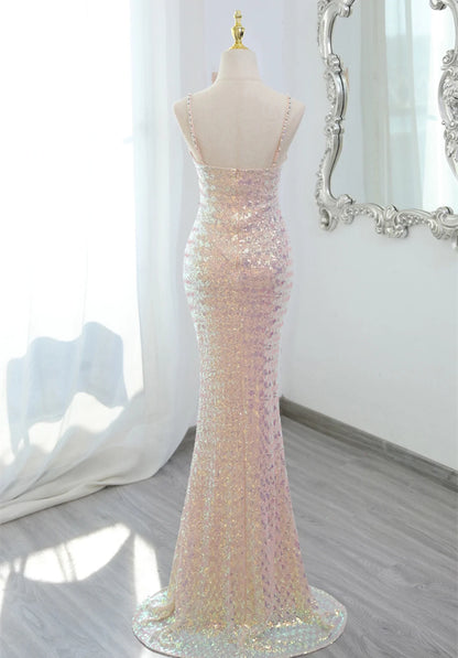 Lovely Sequins Mermaid Straps Long Party Dress, Sequins Mermaid Formal Dress TP1094