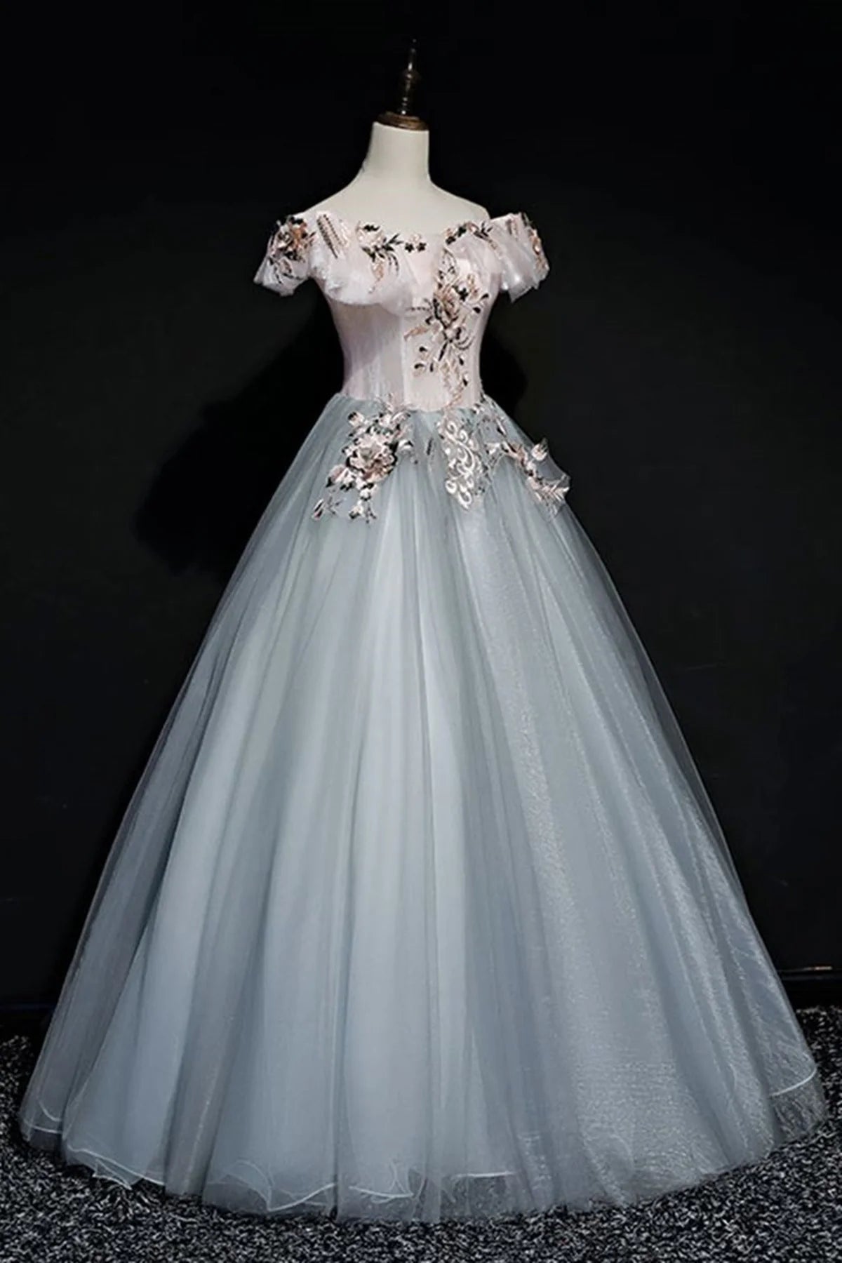 Off Shoulder Long Off Shoulder Party Dress, Tulle Sweet 16 Dress Formal Gown TP1100