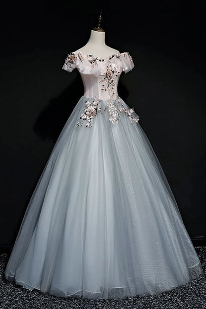 Off Shoulder Long Off Shoulder Party Dress, Tulle Sweet 16 Dress Formal Gown TP1100