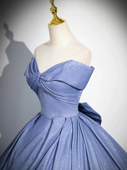 Beautiful Gradient-Color Glitter Sequins Prom Dresses, A-Line Princess Off-The-Shoulder Sleeveless Blue Formal Dresses TP135