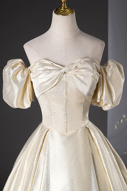 Elegant Gold Glitter Long Prom Dresses, Beautiful Off the Shoulder Formal Dresses TP153