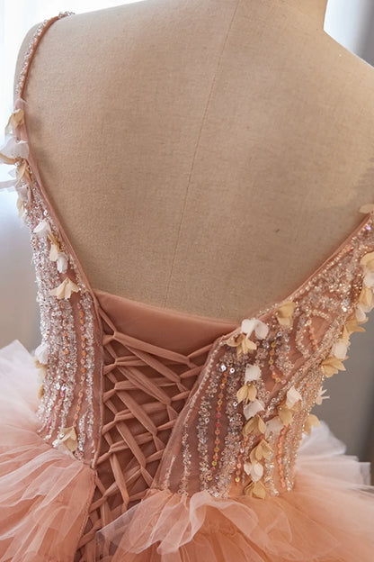 Beautiful Tulle Layers Long Prom Dresses, A-Line Spaghetti Straps Evening Dresses TP248