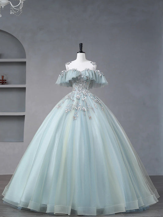 Beautiful Tulle Sequins Long Formal Dresses, A-Line Evening Dresses  TP331