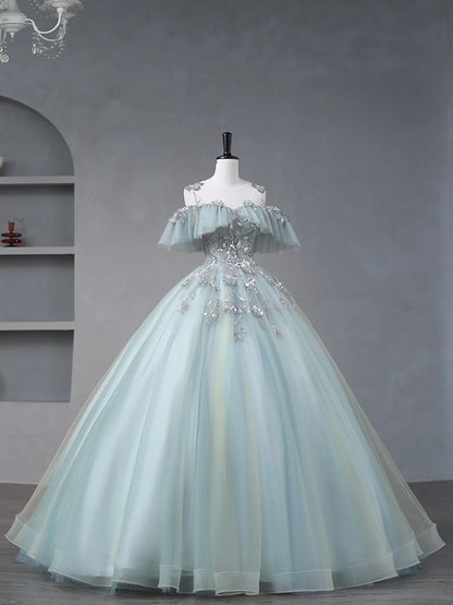 Beautiful Tulle Sequins Long Formal Dresses, A-Line Evening Dresses  TP331