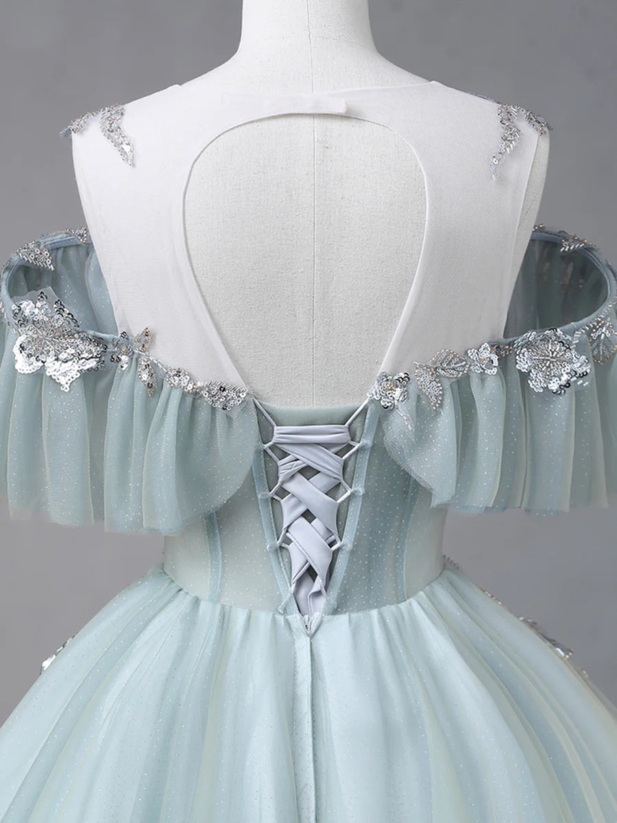 Beautiful Tulle Sequins Long Formal Dresses, A-Line Evening Dresses  TP331