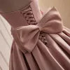 Pink Strapless Satin Long Prom Dress, Beautiful A-Line Evening Dress  TP357