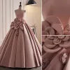 Pink Strapless Satin Long Prom Dress, Beautiful A-Line Evening Dress  TP357